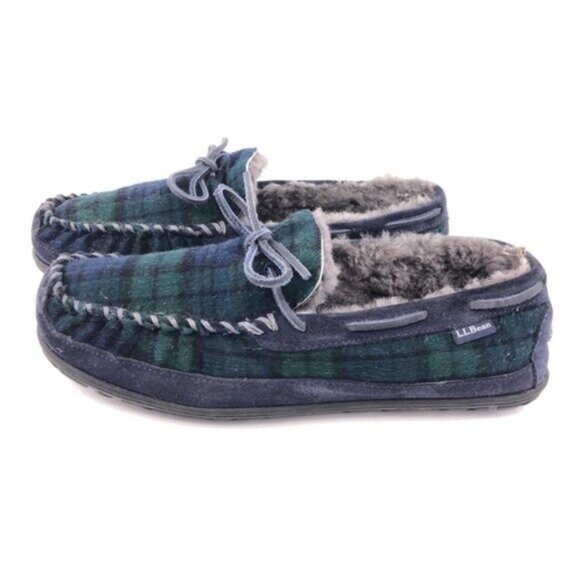L.L. Bean Wicked Good Plaid Flannel Moccasin Slippers 10M main image 13